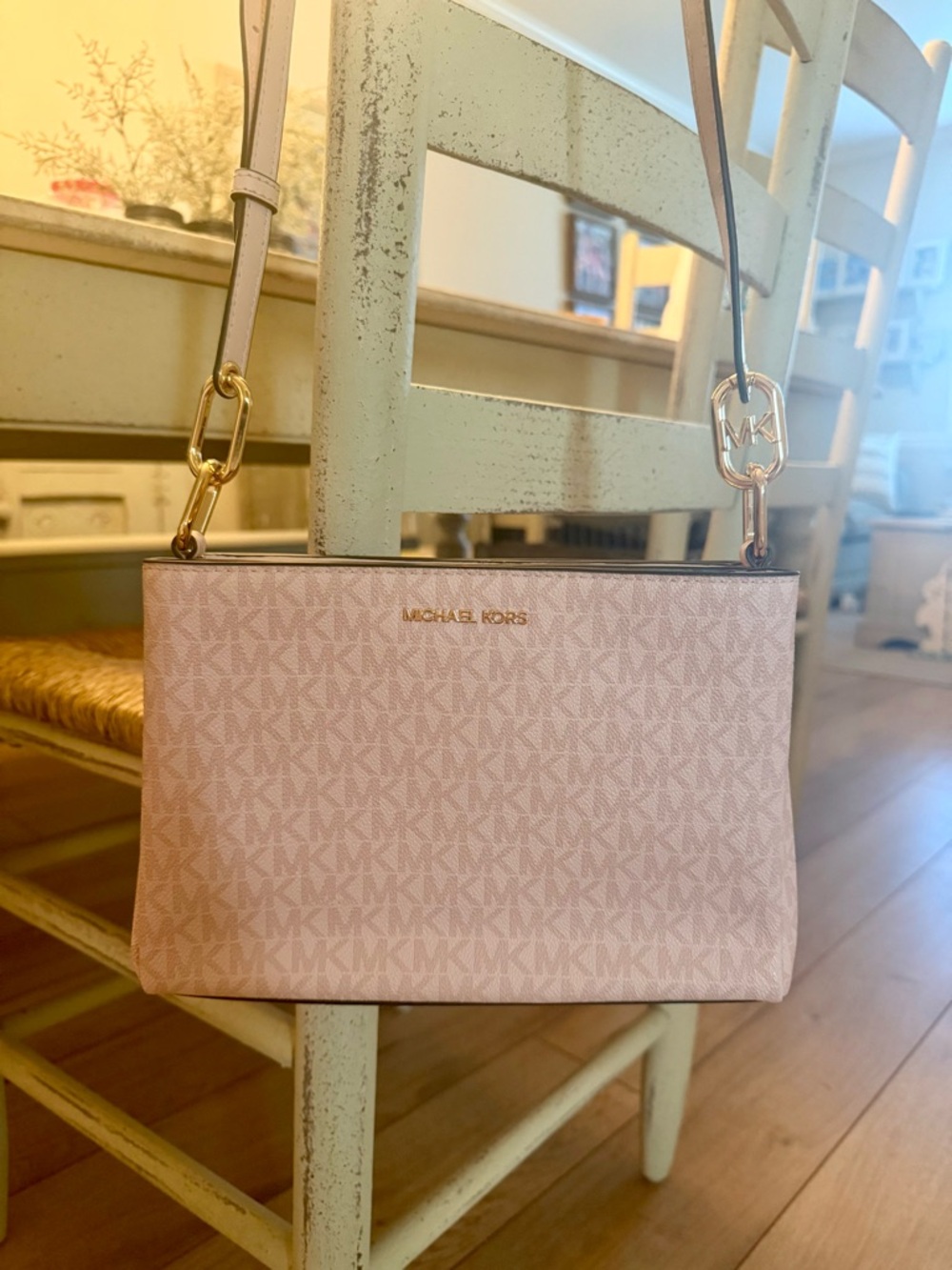 Michael Kors Blush/pale pink Trisha Crossbody with Gold Hardware